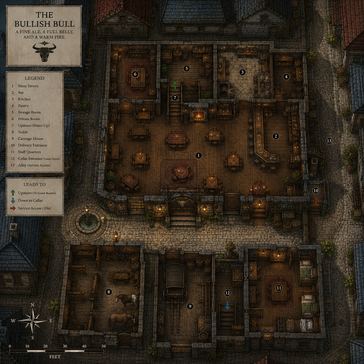 Map of The Bullish Bull Tavern