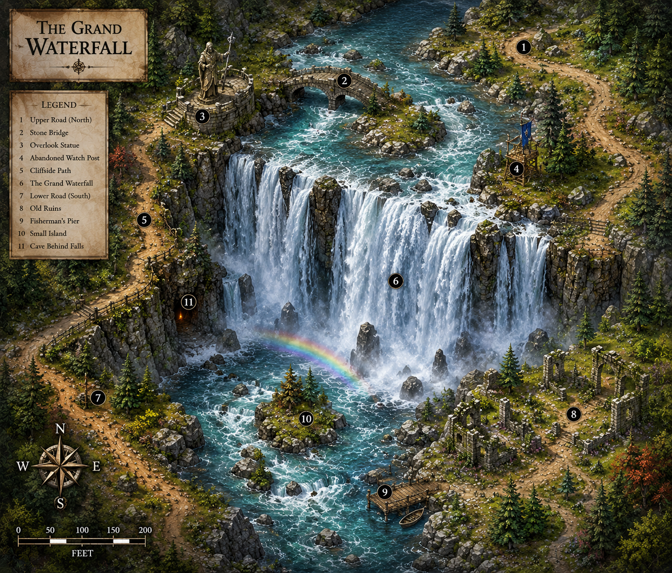 Map of Northwaldia Grand Waterfall